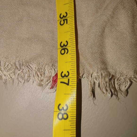 Scarf Wrap V Fraas Beige Plaid Vintage Fringe Edges Lightweight Cotton Viscose - Picture 5 of 9